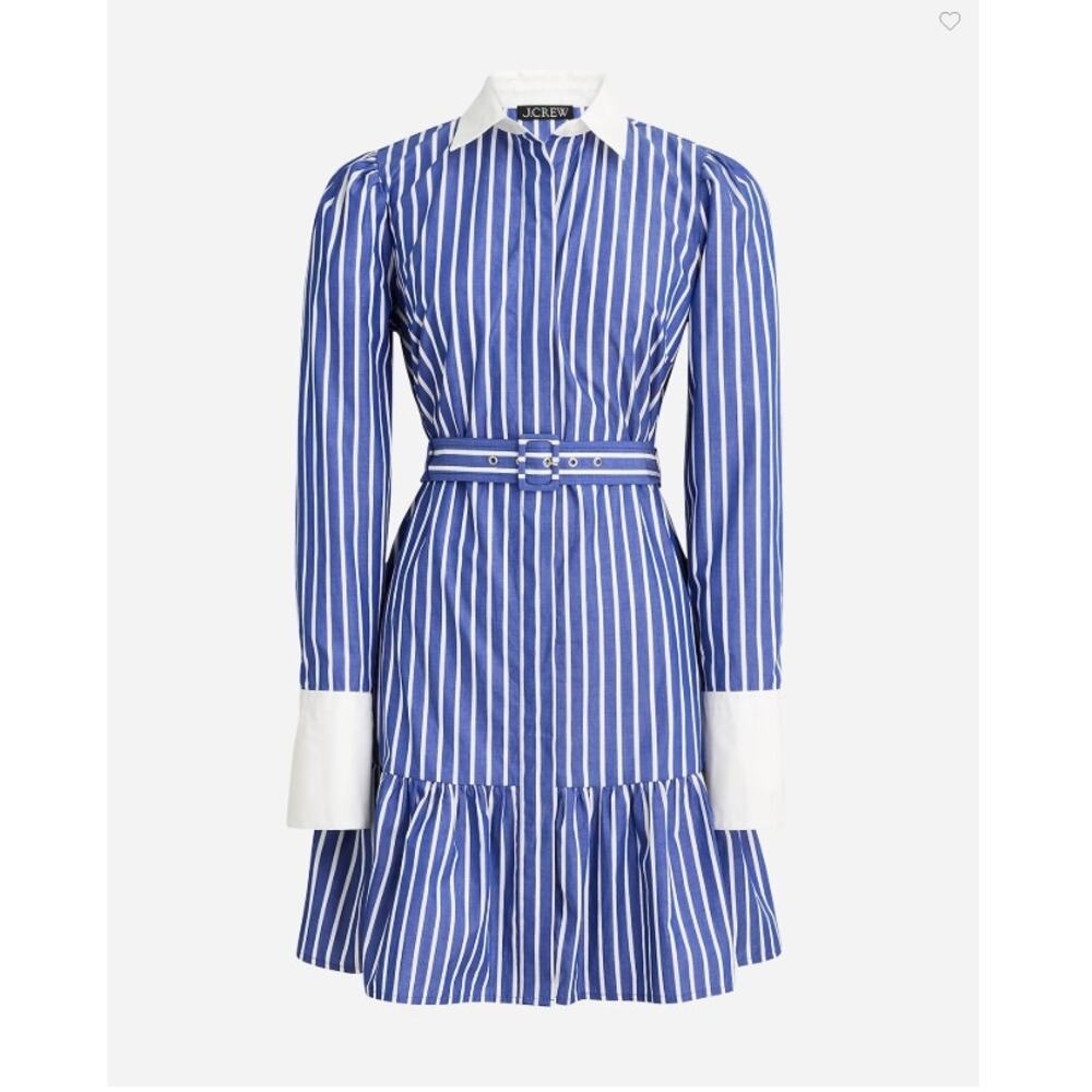 J.CREW Style#BY829 Tiered shirt-dress in cotton poplin Harbor View Size 2 NWT